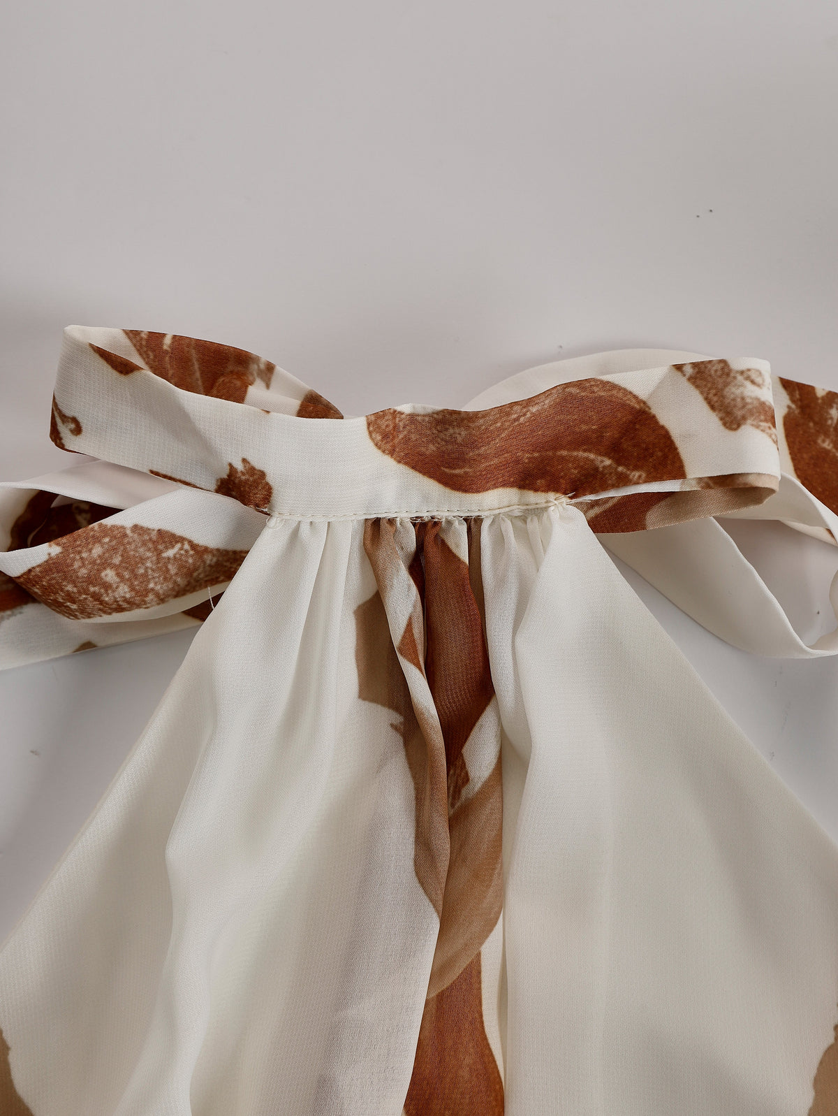 Vintage Bohemia Halter Neck Brown Western Print Off White Chiffon Split Maxi Dress - By Qivii