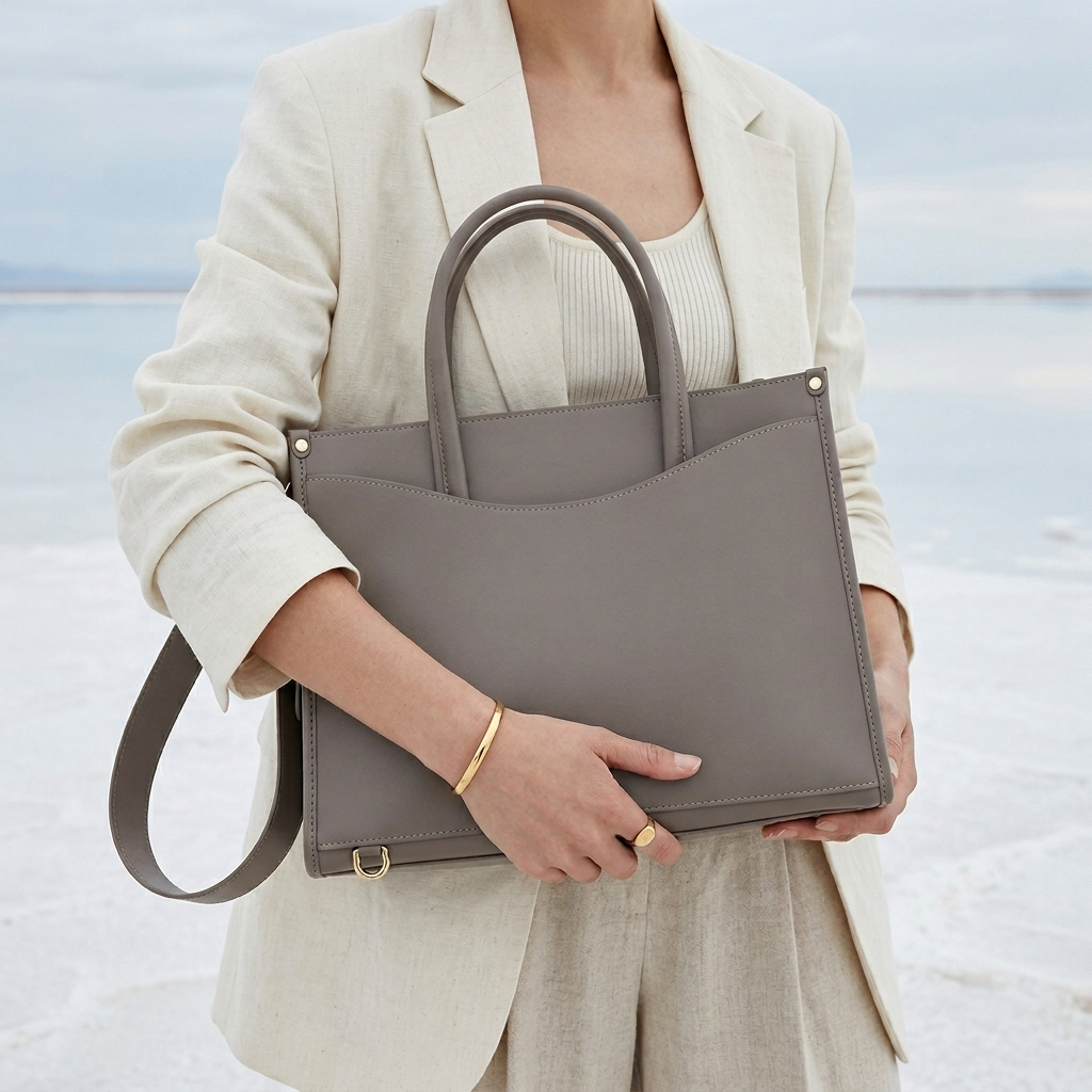 Sera Tote in Pure Leather - By Qivii