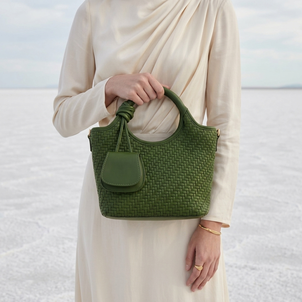 Verdant Weave Handbag in Vegan Leather - By Qivii