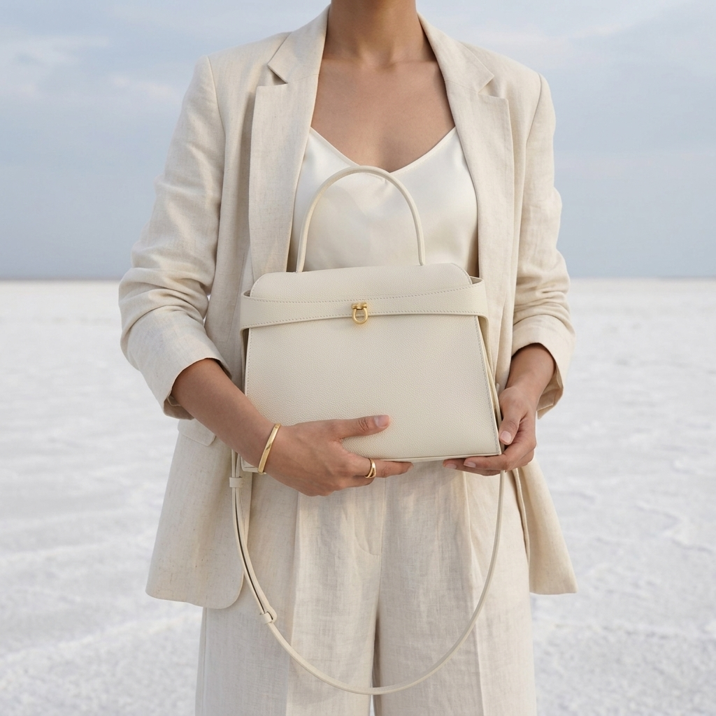 Aurelle Ivory In Pure Leather - By Qivii