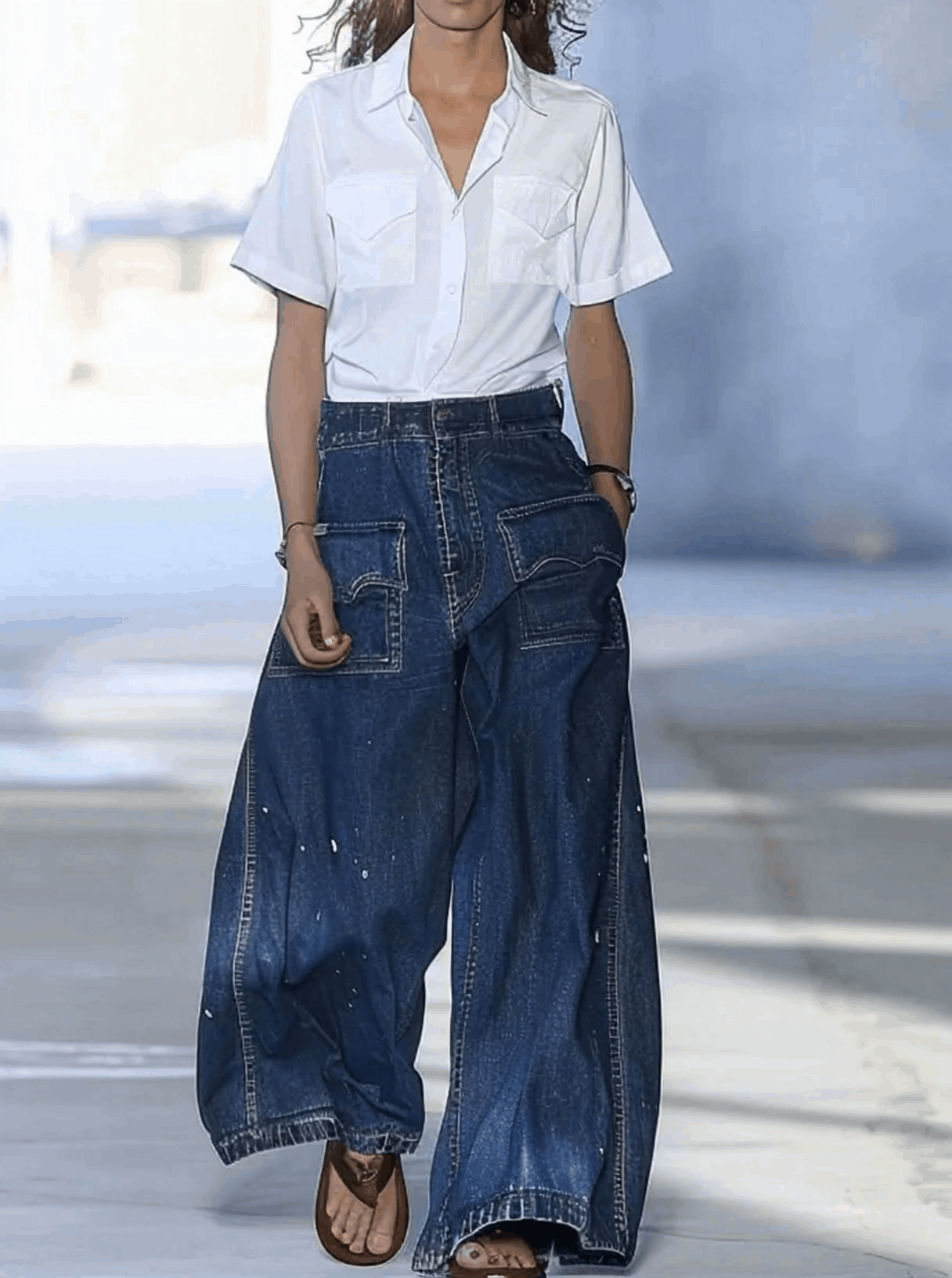 Casual Loose Graffiti Multi-Pocket Jeans - By Qivii