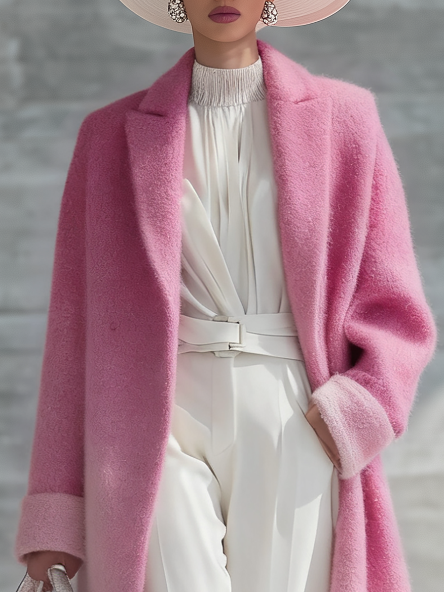 Urban Elegance Pink Gradient Long Coat - By Qivii
