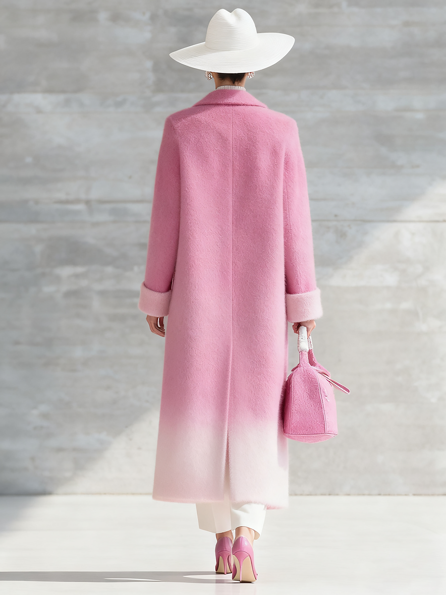 Urban Elegance Pink Gradient Long Coat - By Qivii