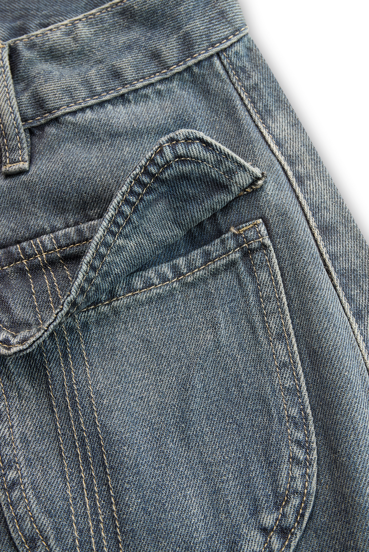 Casual Fashion Gradient Washed Denim Blue Gray Loose Pants - By Qivii
