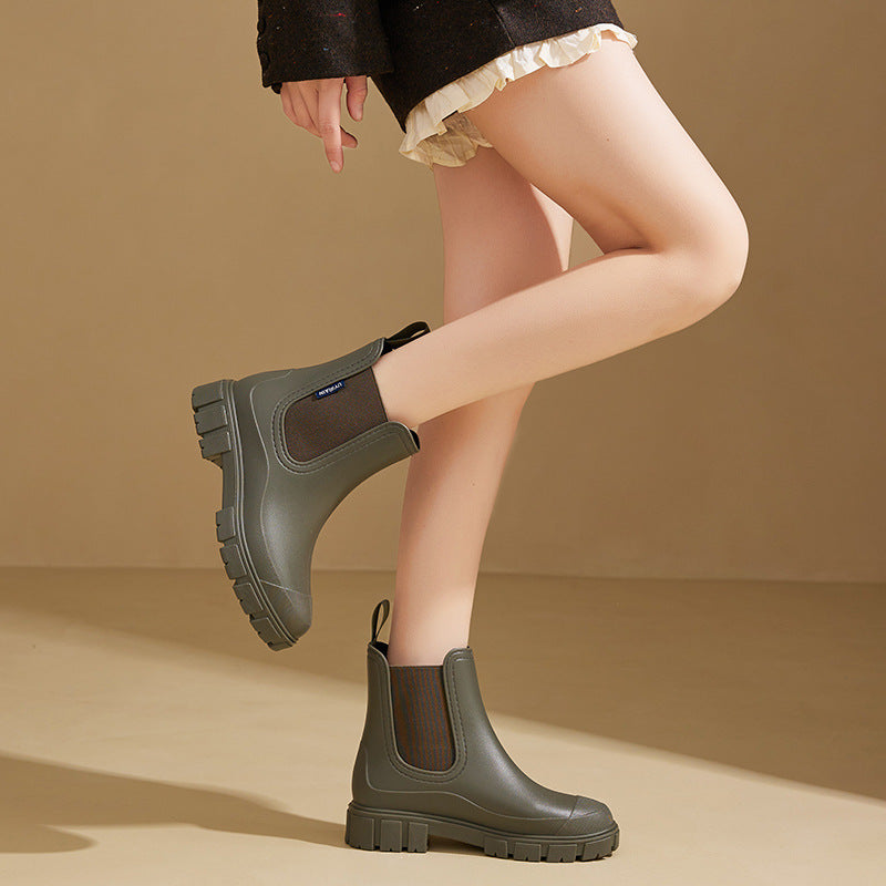2025 New Women's Short Chelsea Rain Boots Trendy Waterproof Anti Slip Outdoor Footwear for Adults Comfortable Stylish Durable Waterproof Boots Fashion Rain Shoes Women's Outdoor Boots
