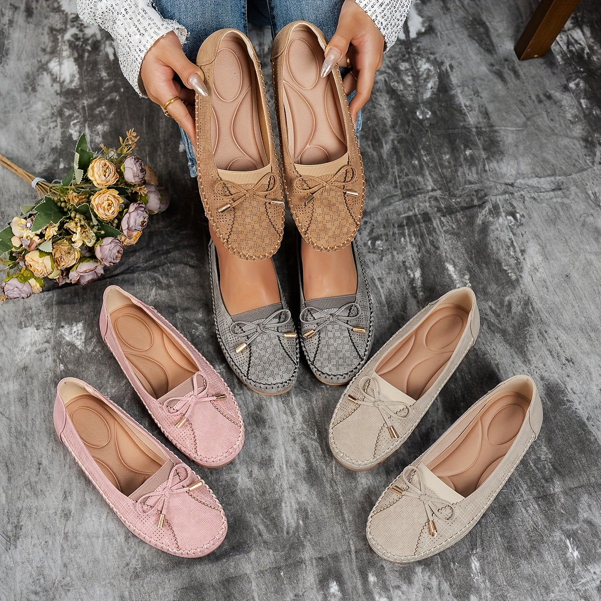 Sabine – Weiche Komfort-Loafer mit zarter Schleife - By Qivii