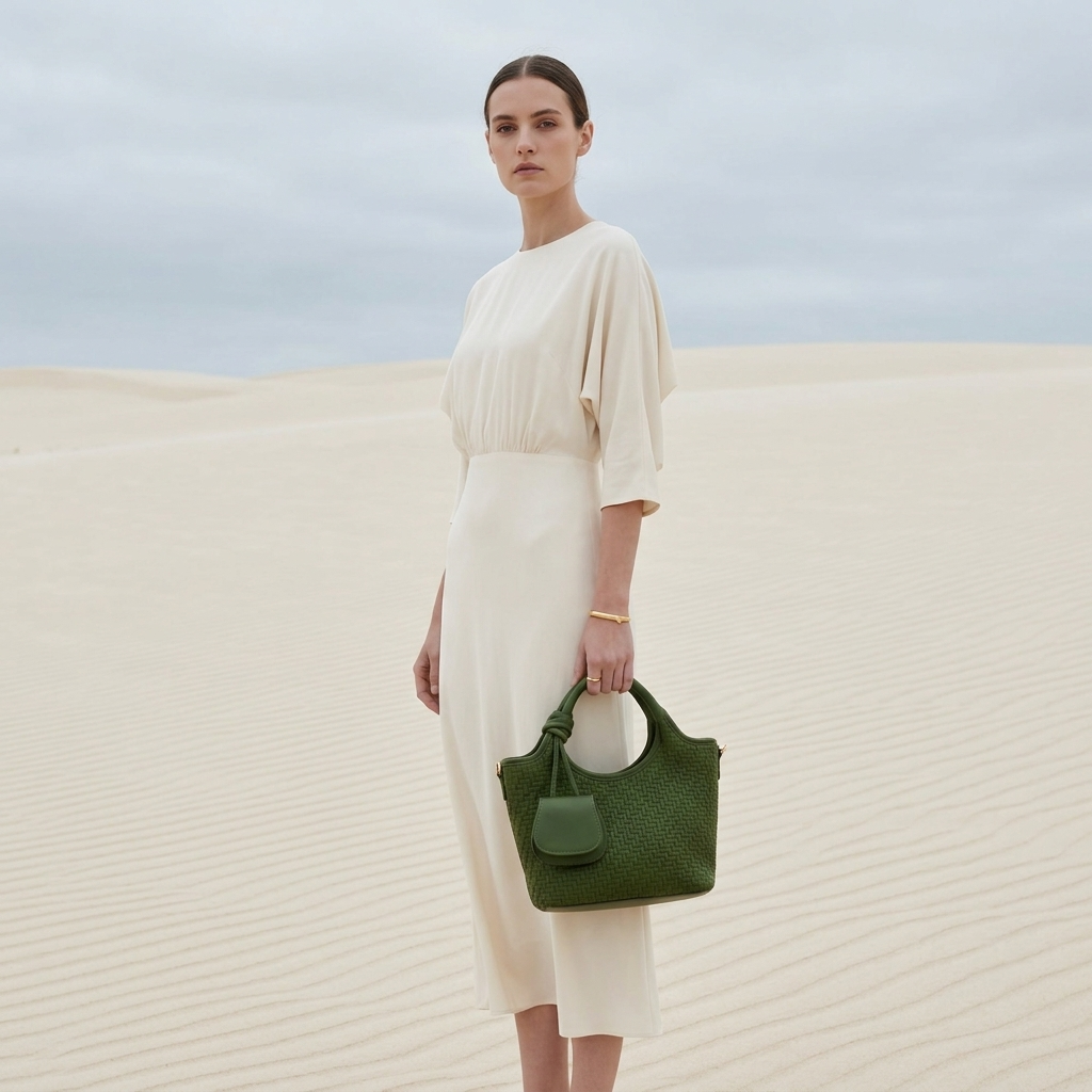 Verdant Weave Handbag in Vegan Leather - By Qivii