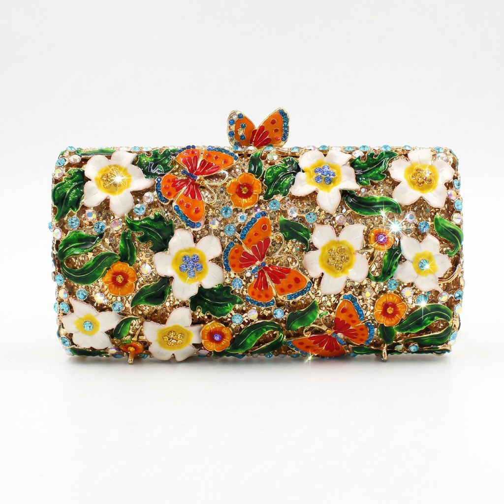 Butterfly Garden Crystal Clutch - By Qivii