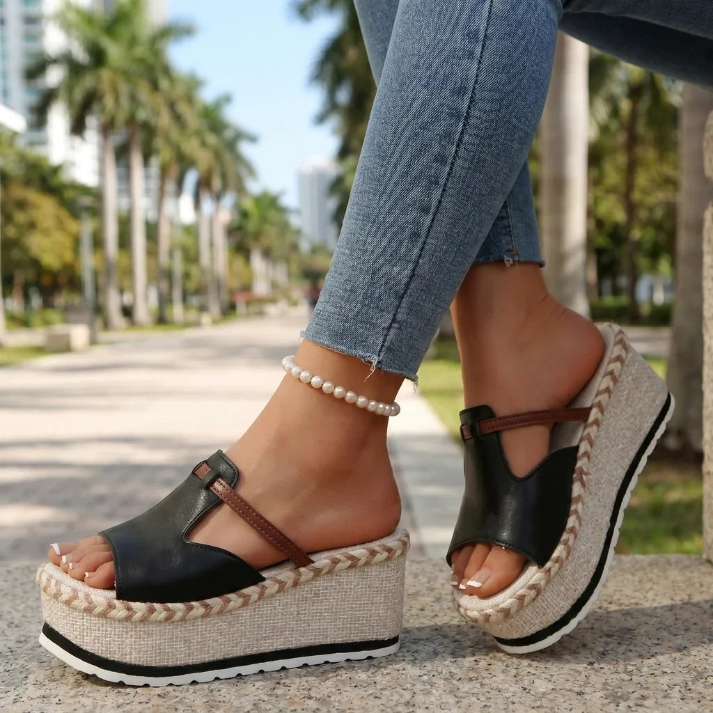 Sera Woven Platform Slides - By Qivii