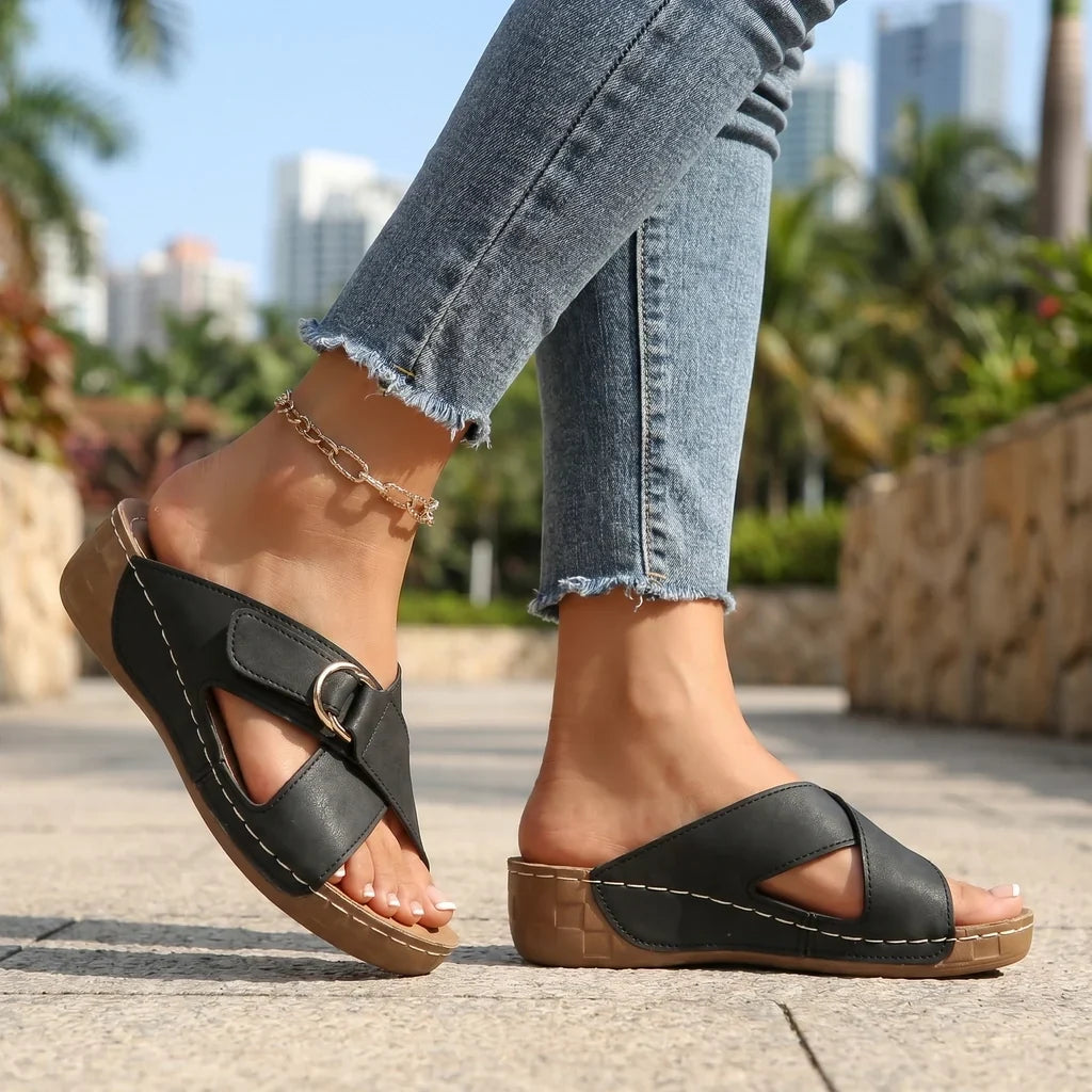 Lilian Cross-Strap Sandals - By Qivii