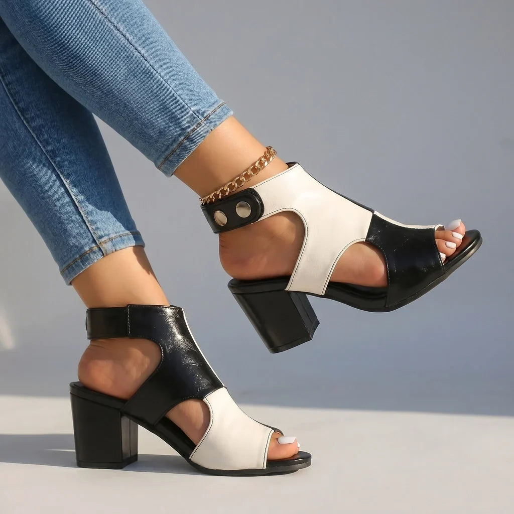 Katy Block Heel Sandals - By Qivii