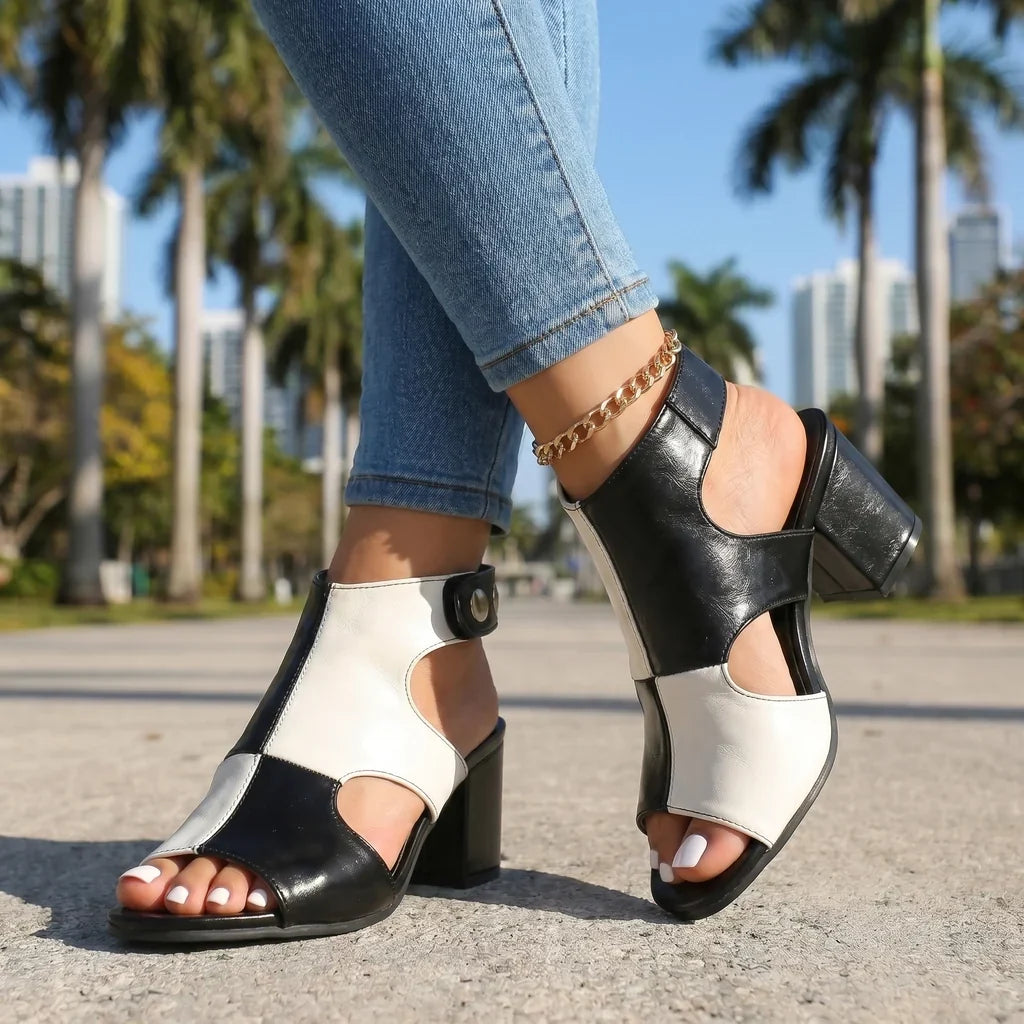 Katy Block Heel Sandals - By Qivii