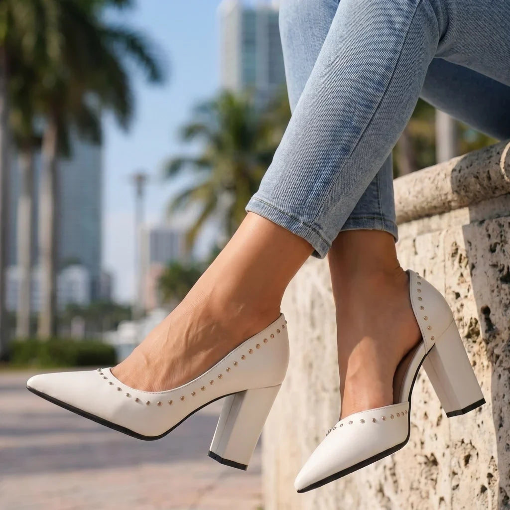 Winnie Studded Pointed Pumps - By Qivii