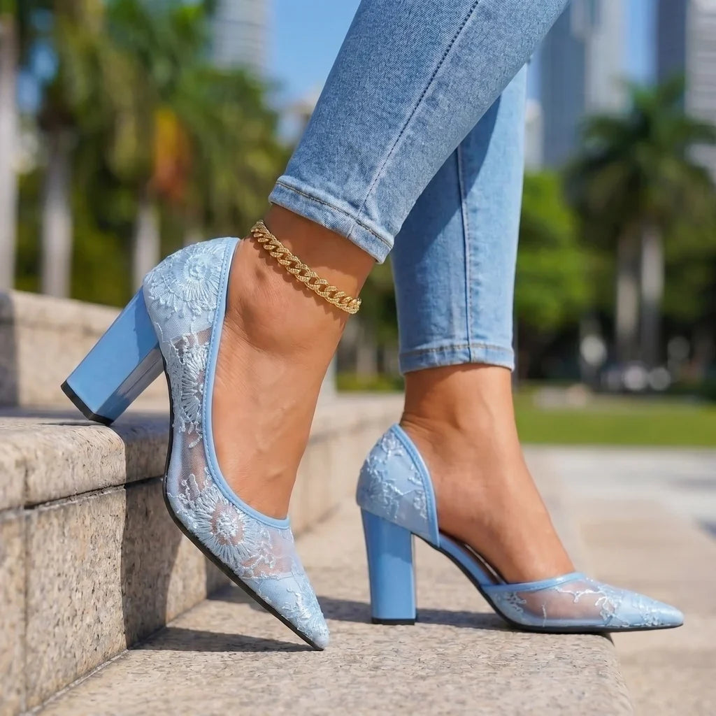 Macy Lace Mesh Heels - By Qivii