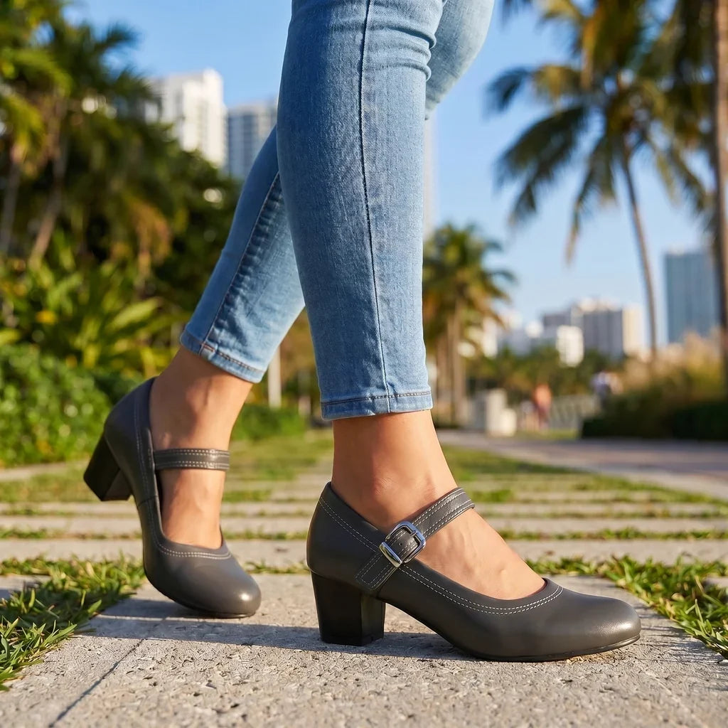 Bella Buckle Strap Pumps - By Qivii
