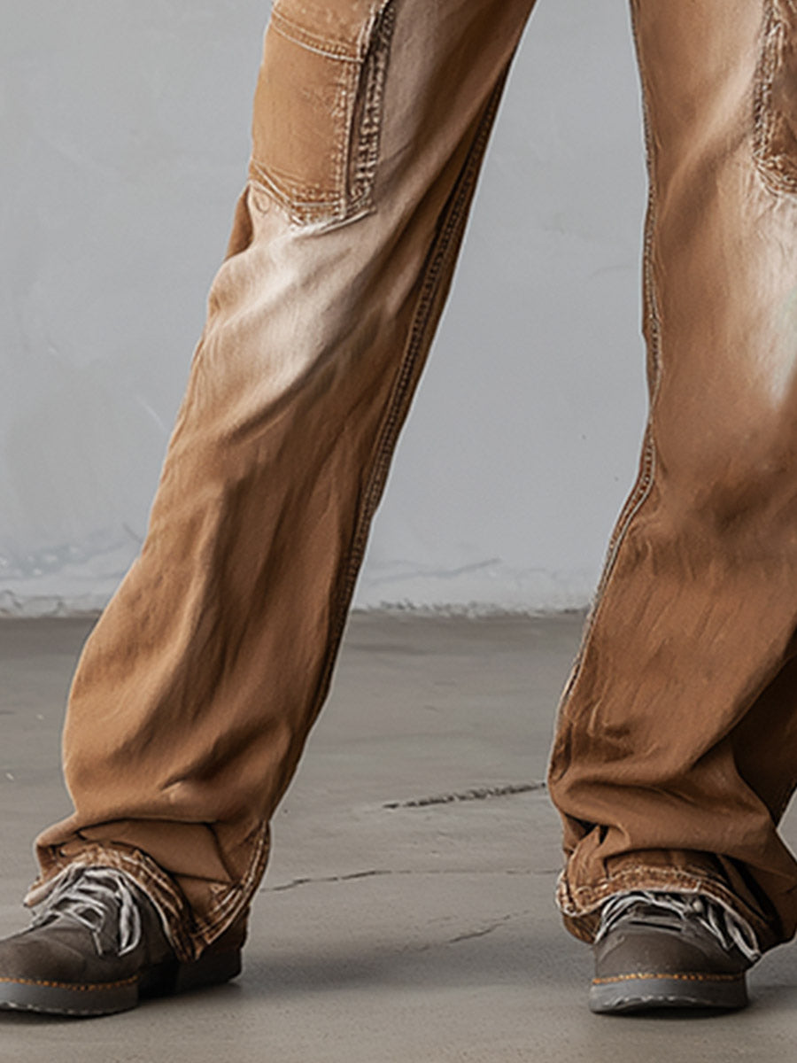 Stylish & Distinctive Distressed Brown Cargo Jeans - By Qivii