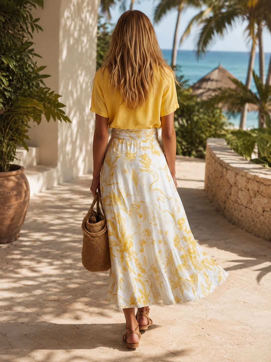 Elegant Summer Yellow Cotton-Linen Short-Sleeve Vacation Shirt - By Qivii