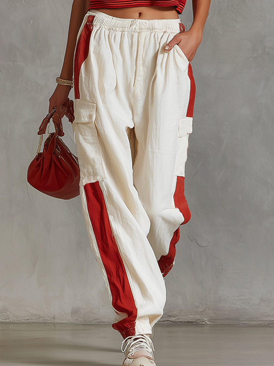 Casual & Stylish White Cargo Cotton-Linen Pants - By Qivii