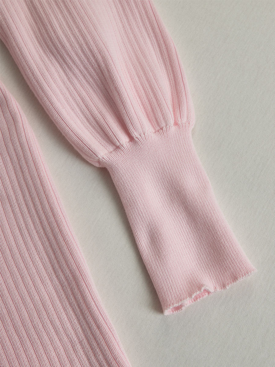 Elegant Pink V-neck Single-breasted Knitted Mini Dress - By Qivii