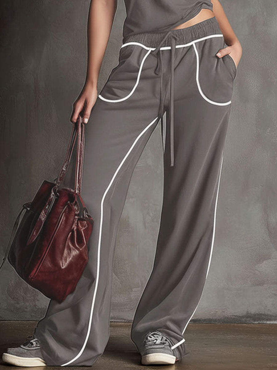 Casual Sporty Sleeveless Top And Pants Set - By Qivii