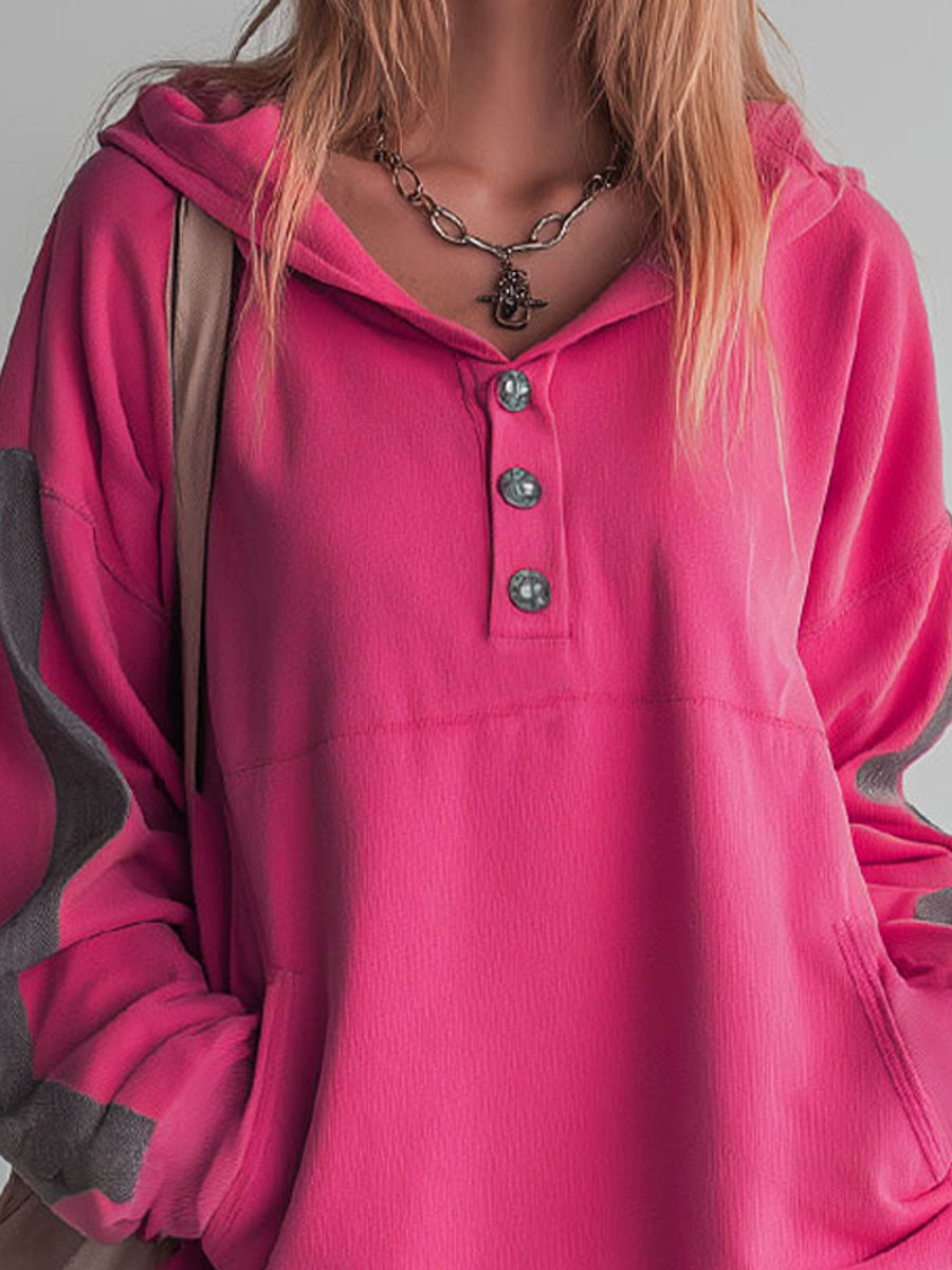 Sporty Color-blocked Ruffled Half-zip Hooded Long-sleeved Mini Dress - By Qivii