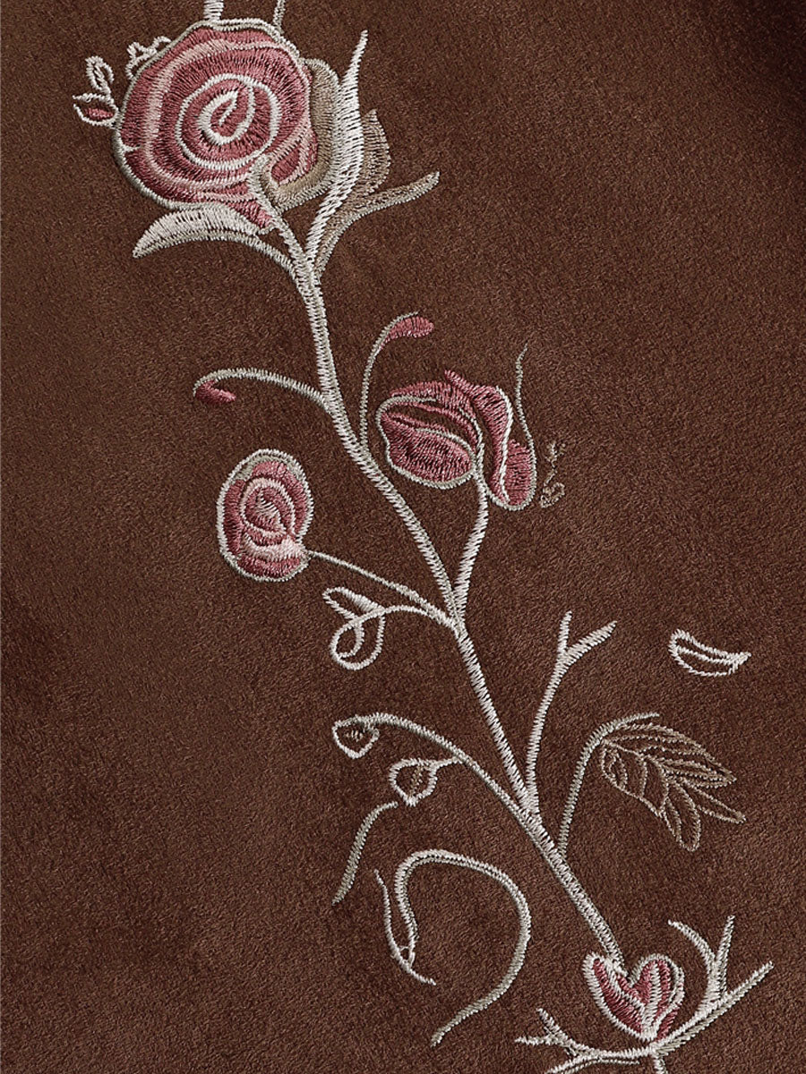 Western-style Floral Embroidered Pocket Flared Pants - By Qivii
