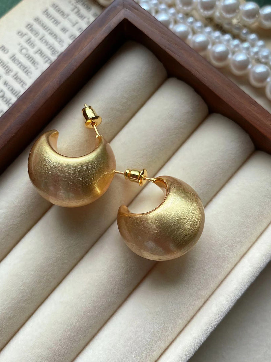 French Retro Matte Metal Earrings - By Qivii