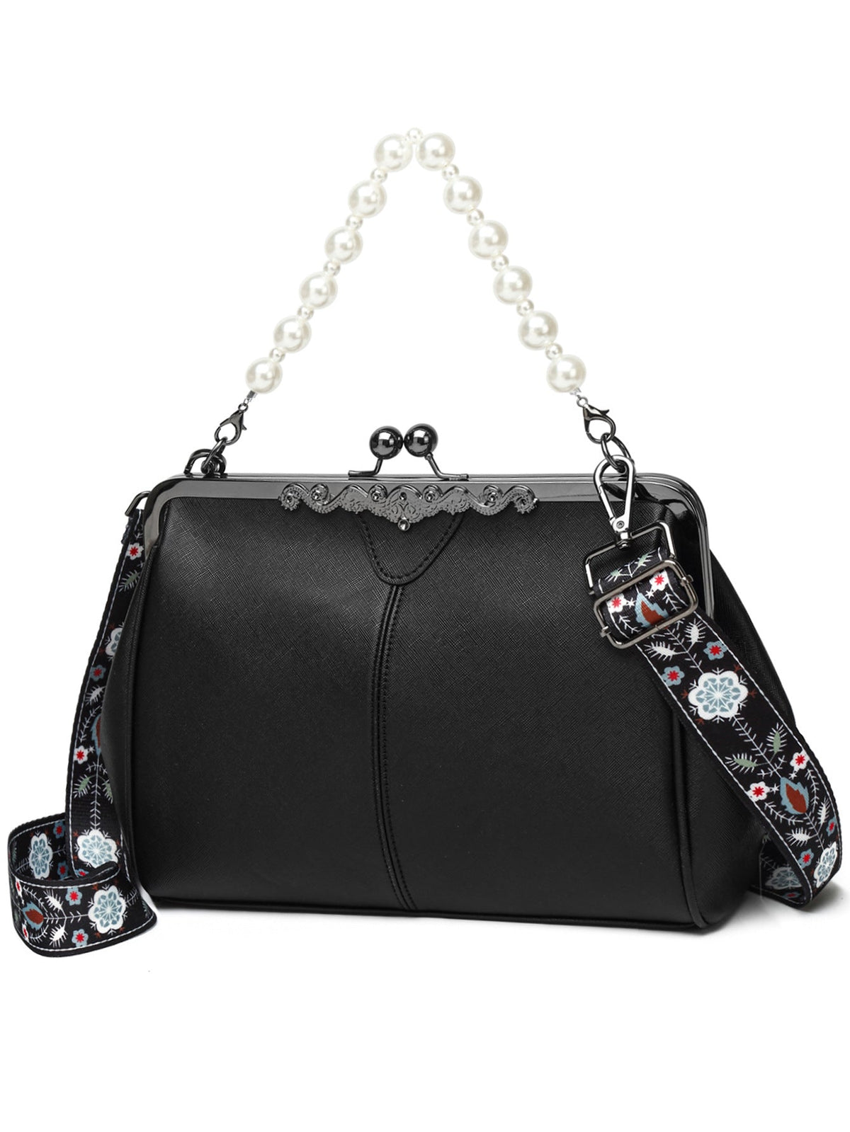 Women's British Vintage Oversized Bag – Multi-Way Shoulder/Tote Bag with Clip Closure