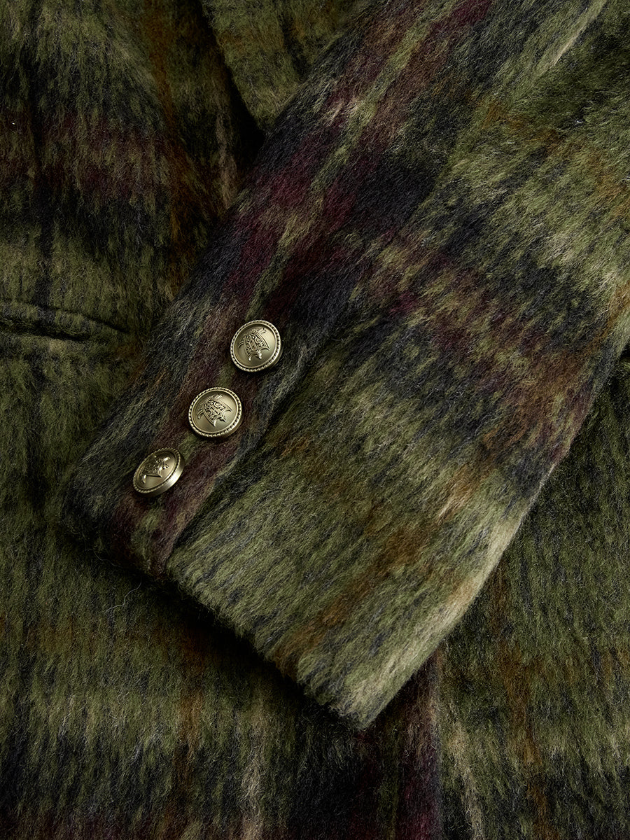 Retro Plaid Long Tweed Coat - By Qivii
