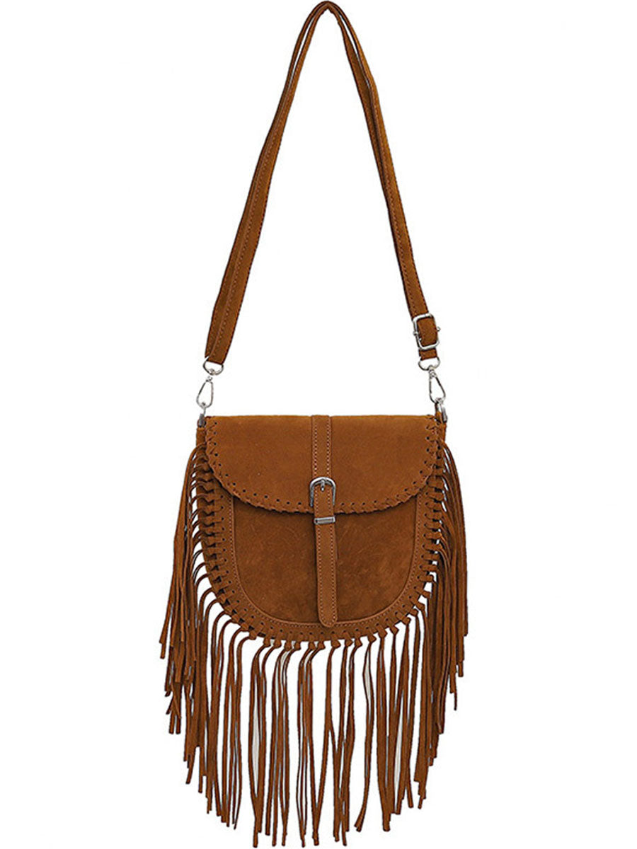 Vintage Bohemian Tassel Suede Shoulder Bag - By Qivii