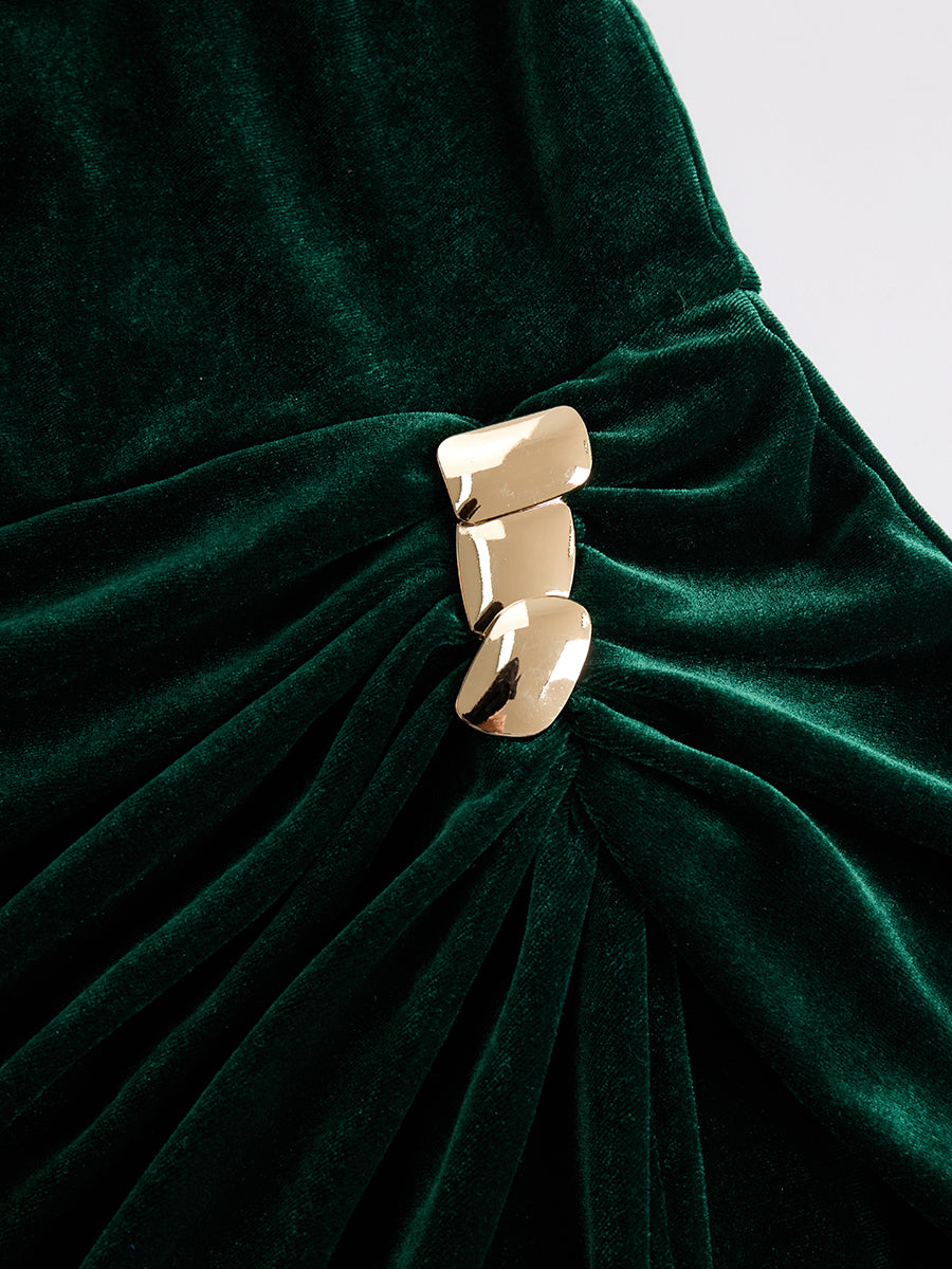 Elegant Velvet Midi Dress - By Qivii