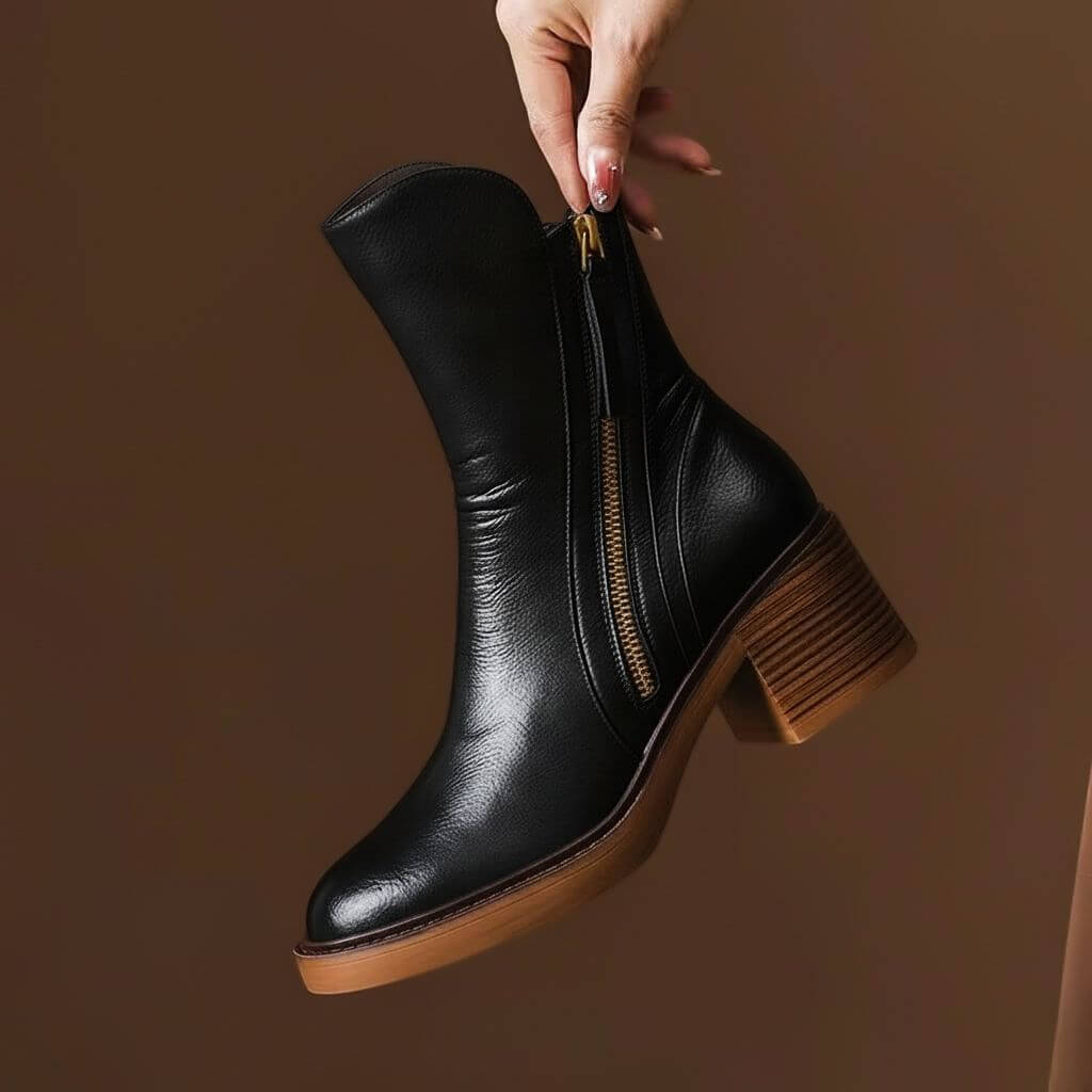Aurelia Vellure Heel Ankle Boots - By Qivii
