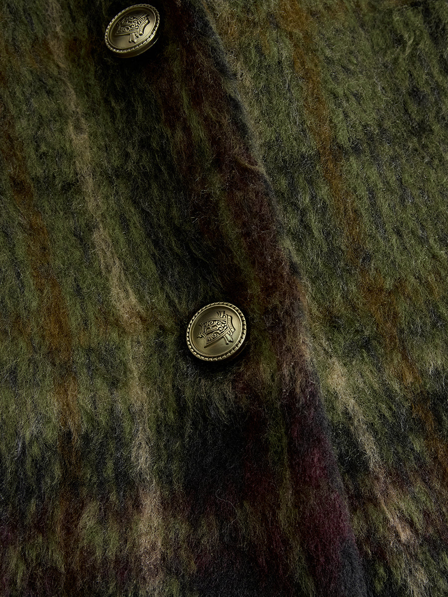 Retro Plaid Long Tweed Coat - By Qivii