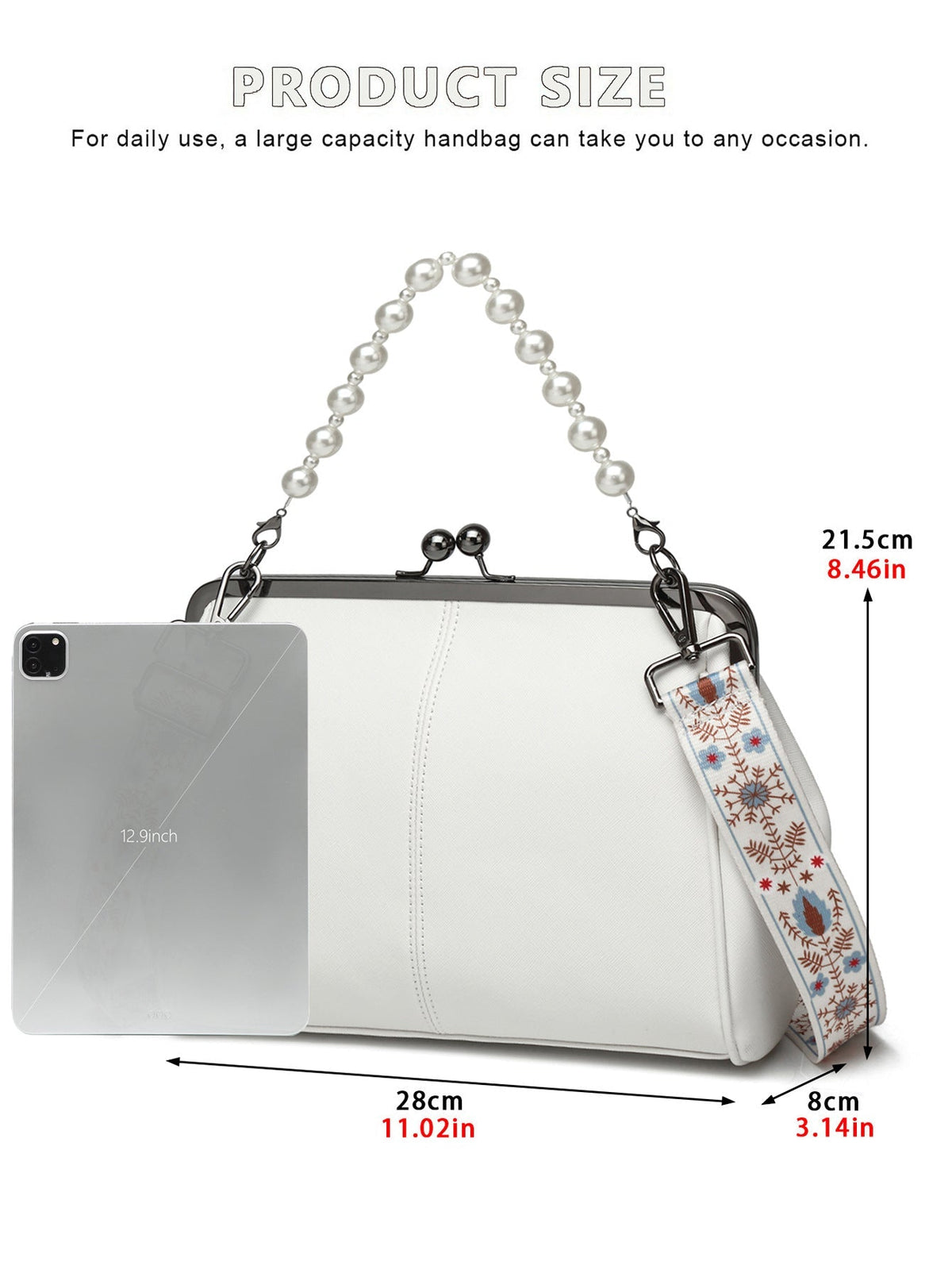 Women's British Vintage Oversized Bag – Multi-Way Shoulder/Tote Bag with Clip Closure