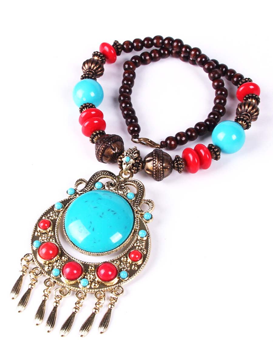 Bohemian Braided Rice Bead Necklace Sweater Chain - By Qivii