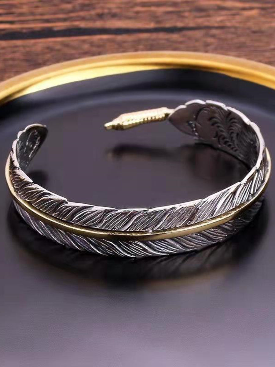 Vintage Western Feather Cuff Bracelet - By Qivii