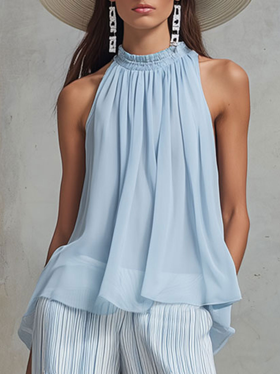 Light Blue Chiffon Shirt - By Qivii