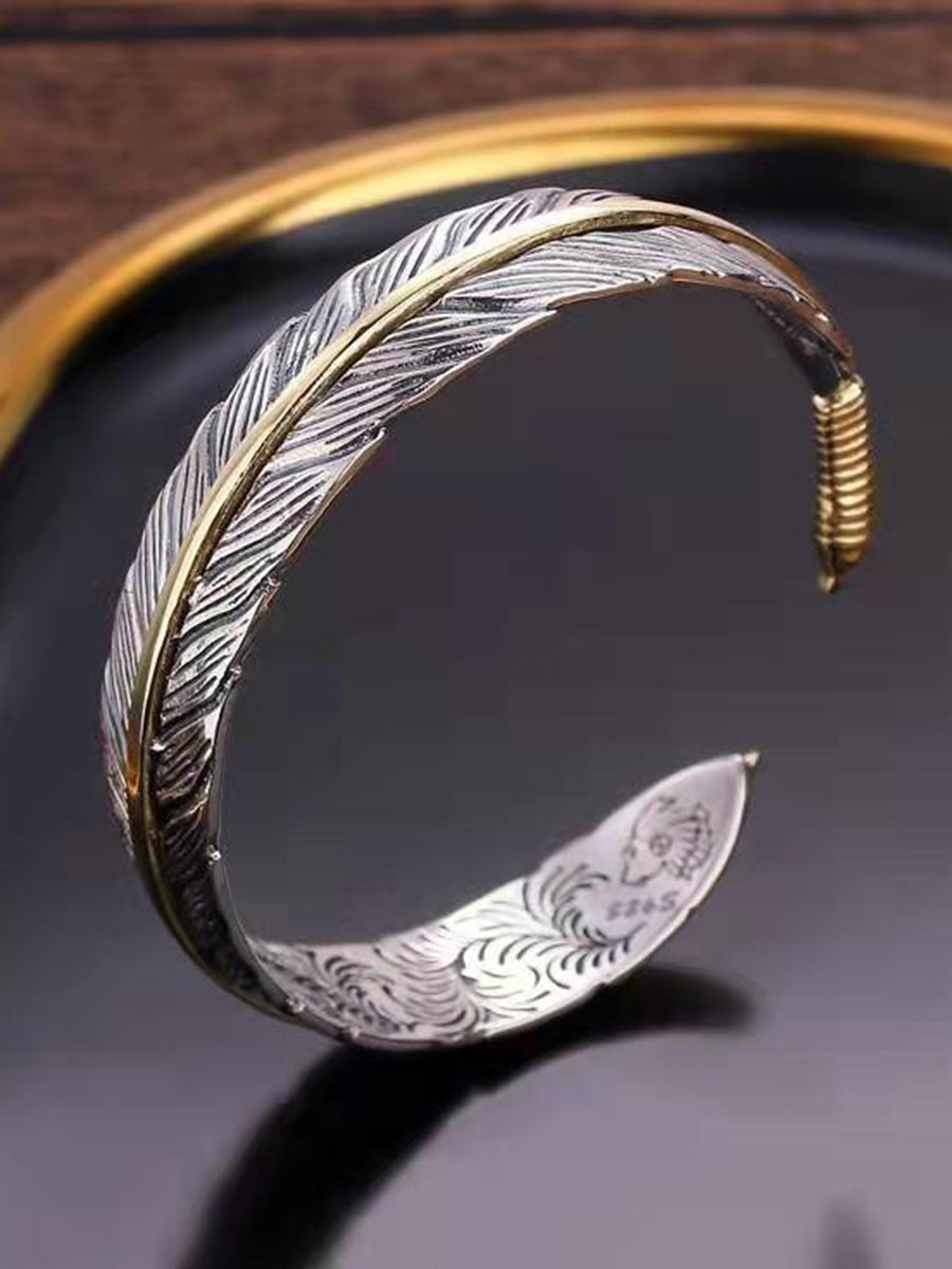 Vintage Western Feather Cuff Bracelet - By Qivii