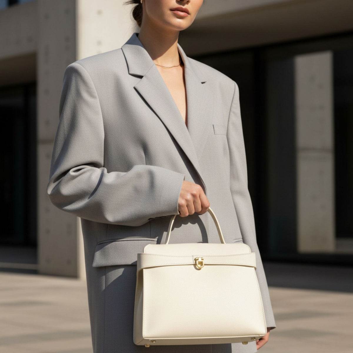 Aurelle Ivory In Pure Leather - By Qivii