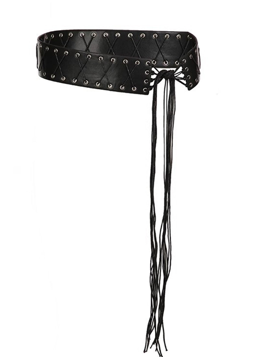 American Style Eyelet Strap PU Belt - By Qivii