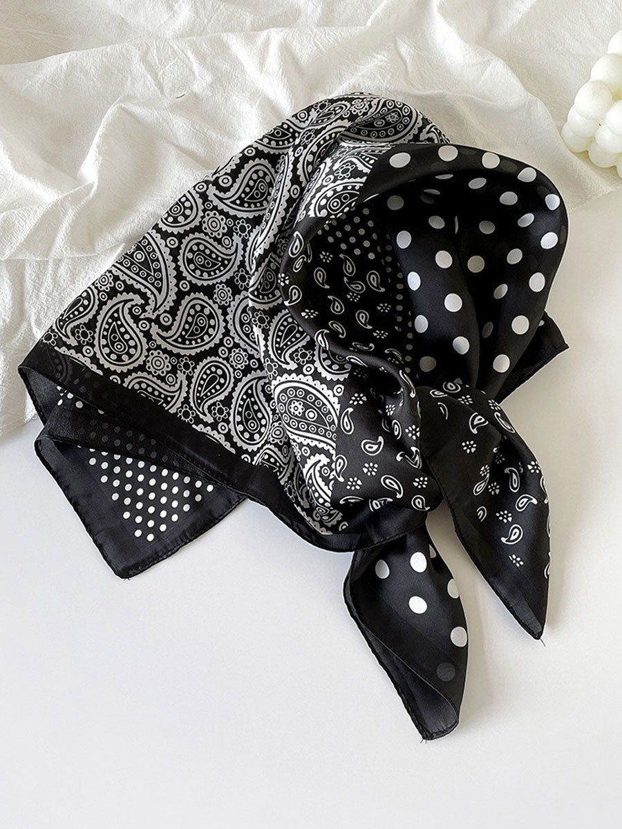 Retro Contrast Bohemian Paisley Print Satin Scarf - By Qivii