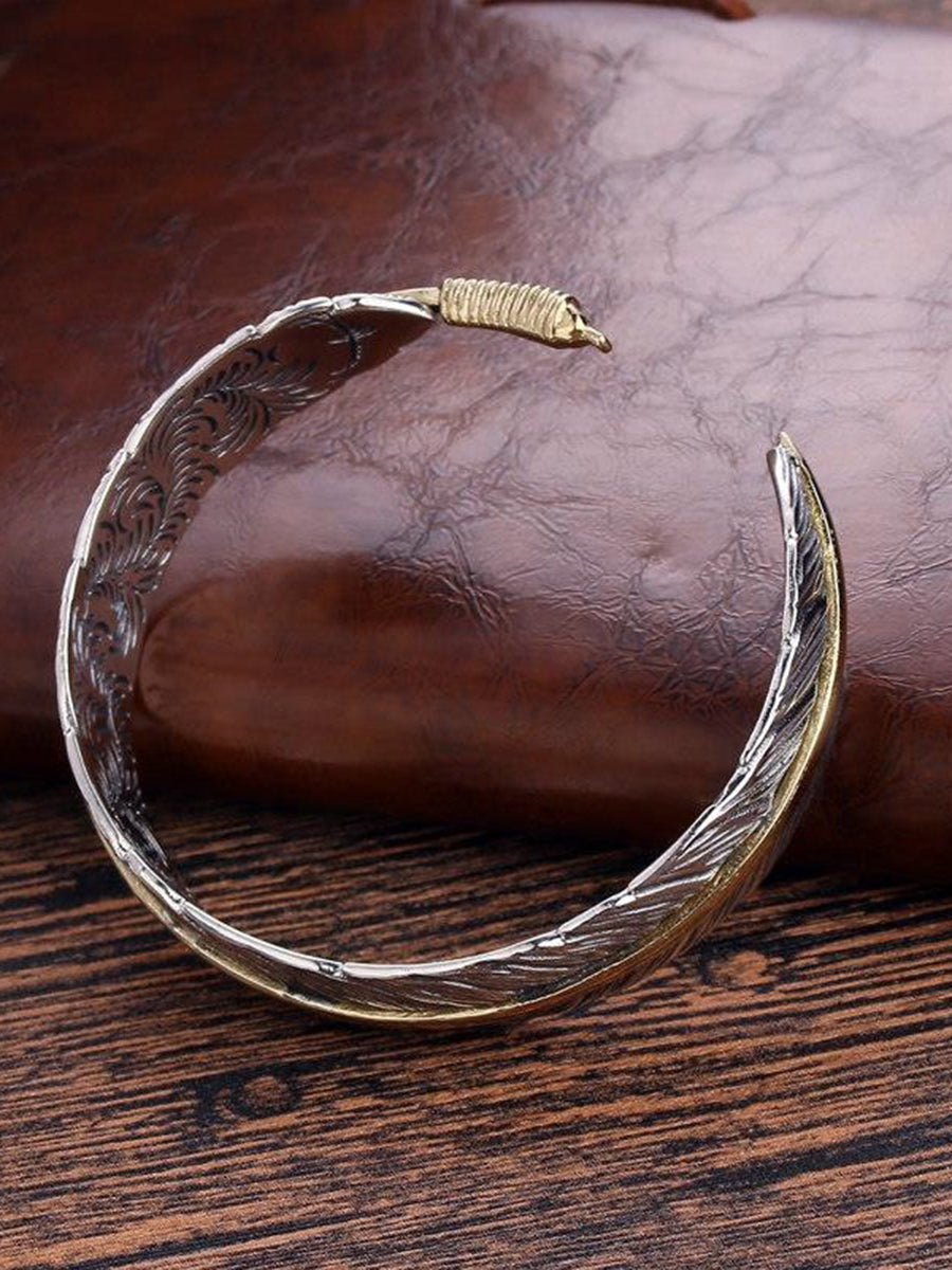 Vintage Western Feather Cuff Bracelet - By Qivii