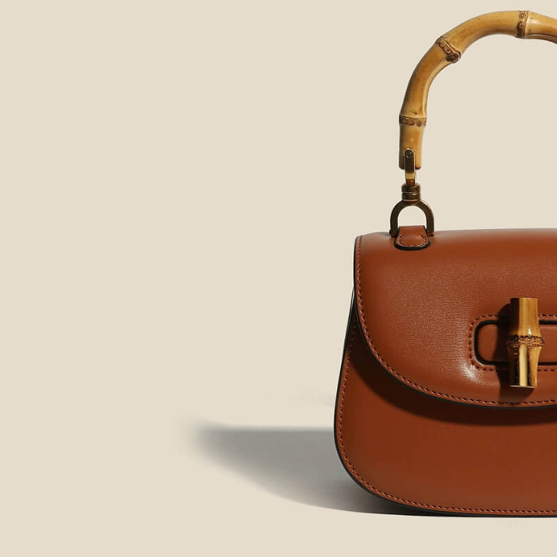 Valentina Leather Bamboo Handbag - By Qivii