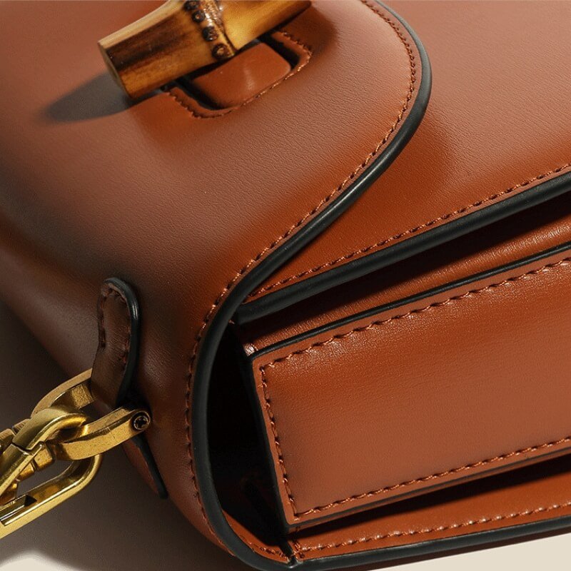 Valentina Leather Bamboo Handbag - By Qivii