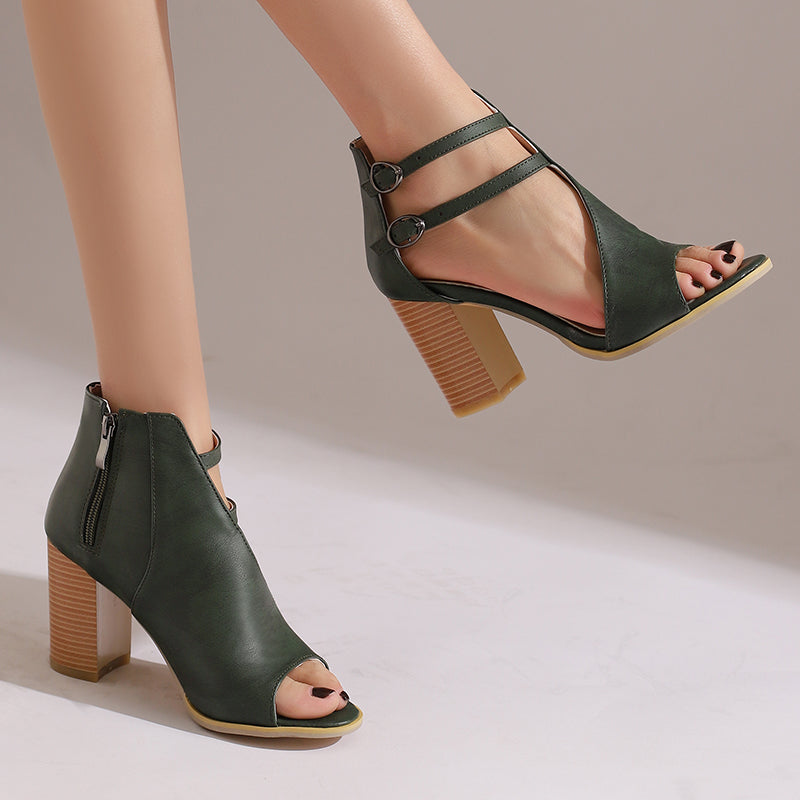 Serina Block Heels - By Qivii