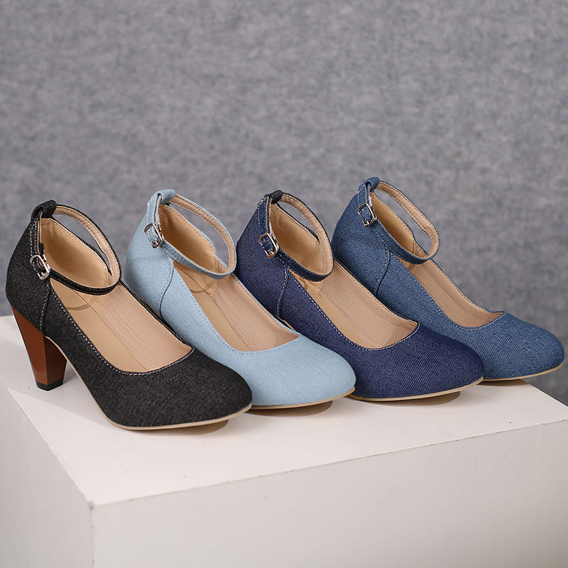 Livia Denim Heels - By Qivii