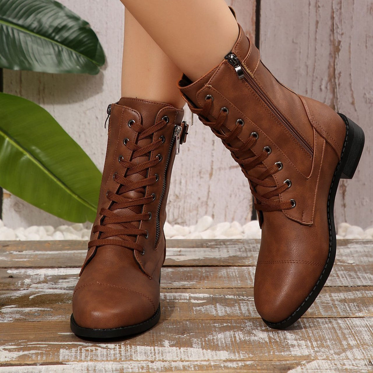 Ornella Leather Boots - By Qivii