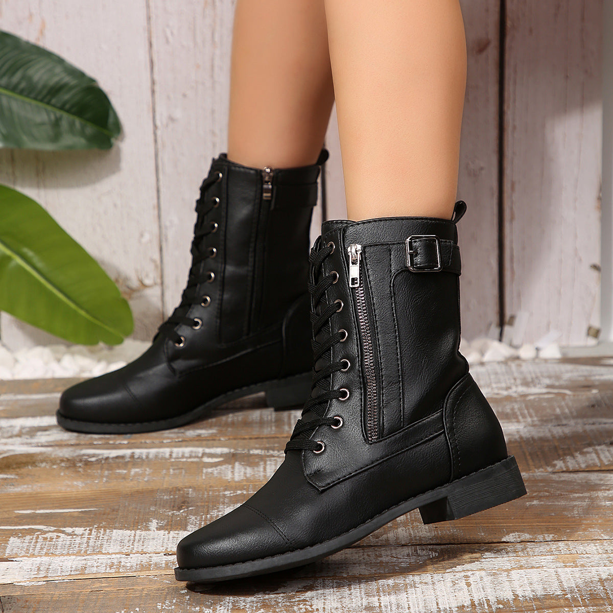 Ornella Leather Boots - By Qivii