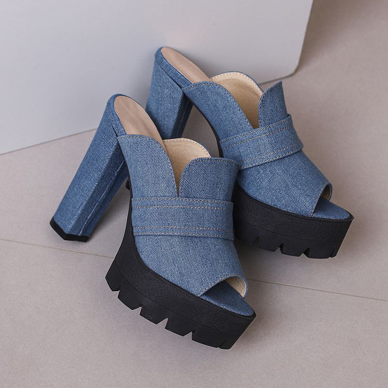 Mason Denim Heels - By Qivii
