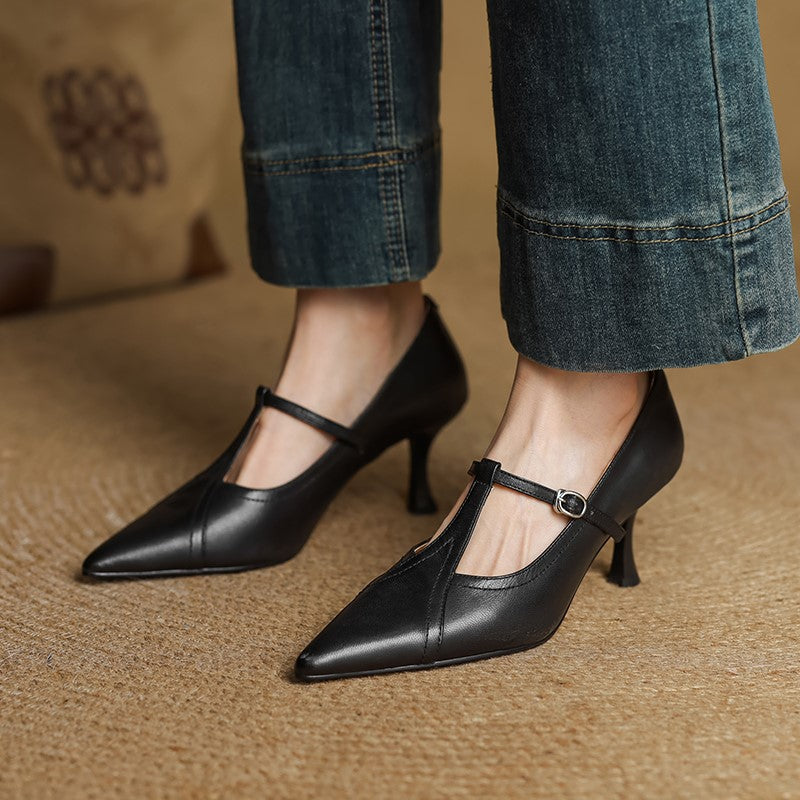 Leona Genuine Leather Heels - By Qivii